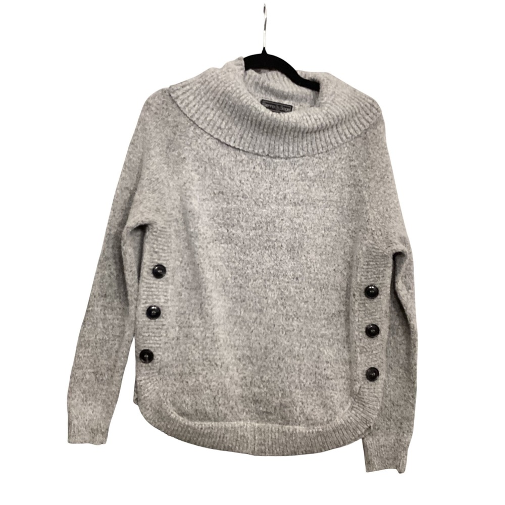 Sienna Sage Gray Cowl Neck Button Detail‎ Knit Sweater Women's Medium